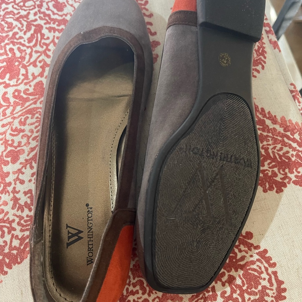 Worthington Men's Brown Loafers with Orange Accent